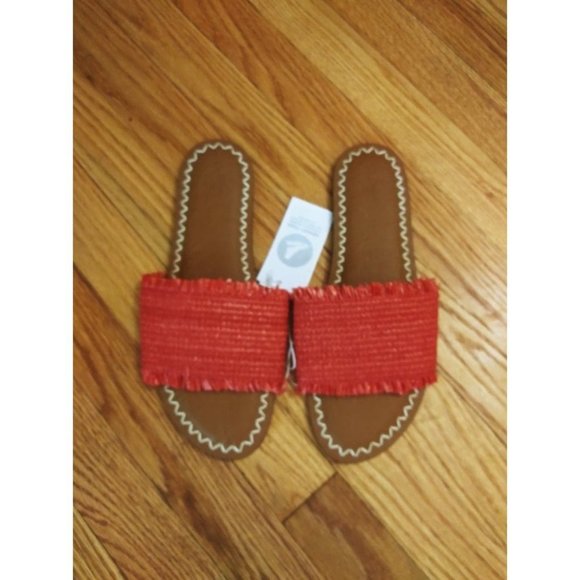 Nwt Universal Thread Coral/Red Luciana Memory Foam Sandals - Picture 1 of 6